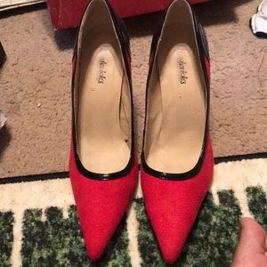 Red and Black Pumps.